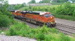 BNSF 8048, as 2nd unit in WB unit coil train in early morning,